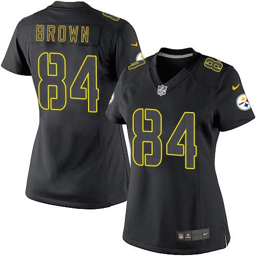 Women's Elite Antonio Brown Nike Jersey Black - #84 Impact NFL Pittsburgh Steelers